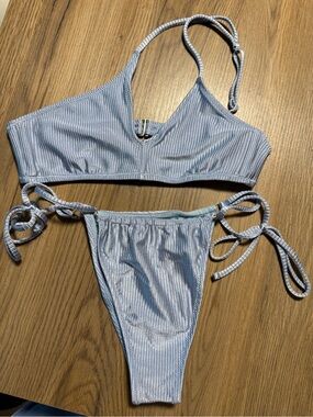 Aerie Light Blue Ribbed Swimsuit